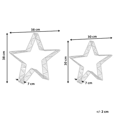 Zestaw 2 dekoracji świątecznych LED ITALLA 30/38 cm Gwiazda Złoty