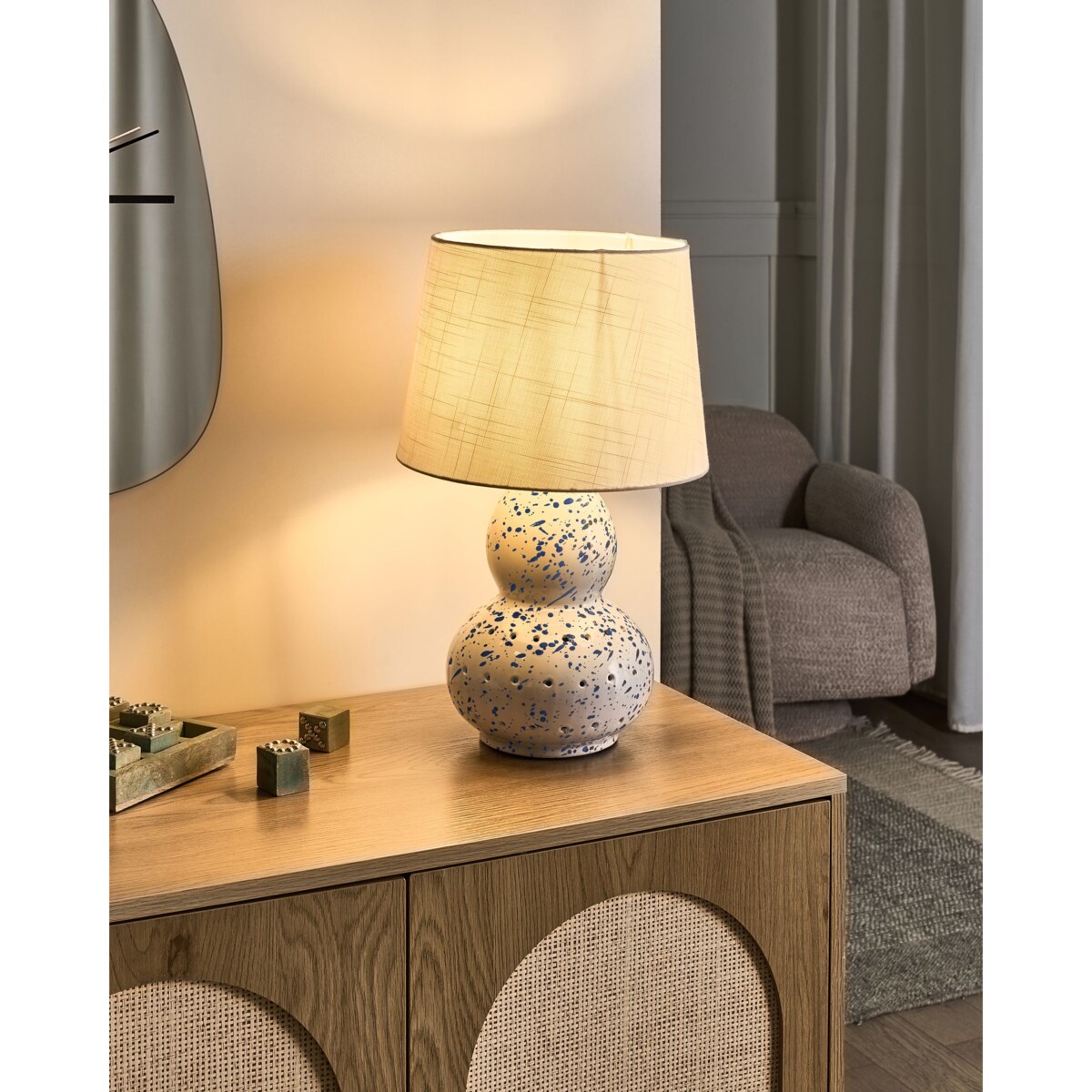 Lampa stołowa MACAL Ceramika Biały/ niebieski