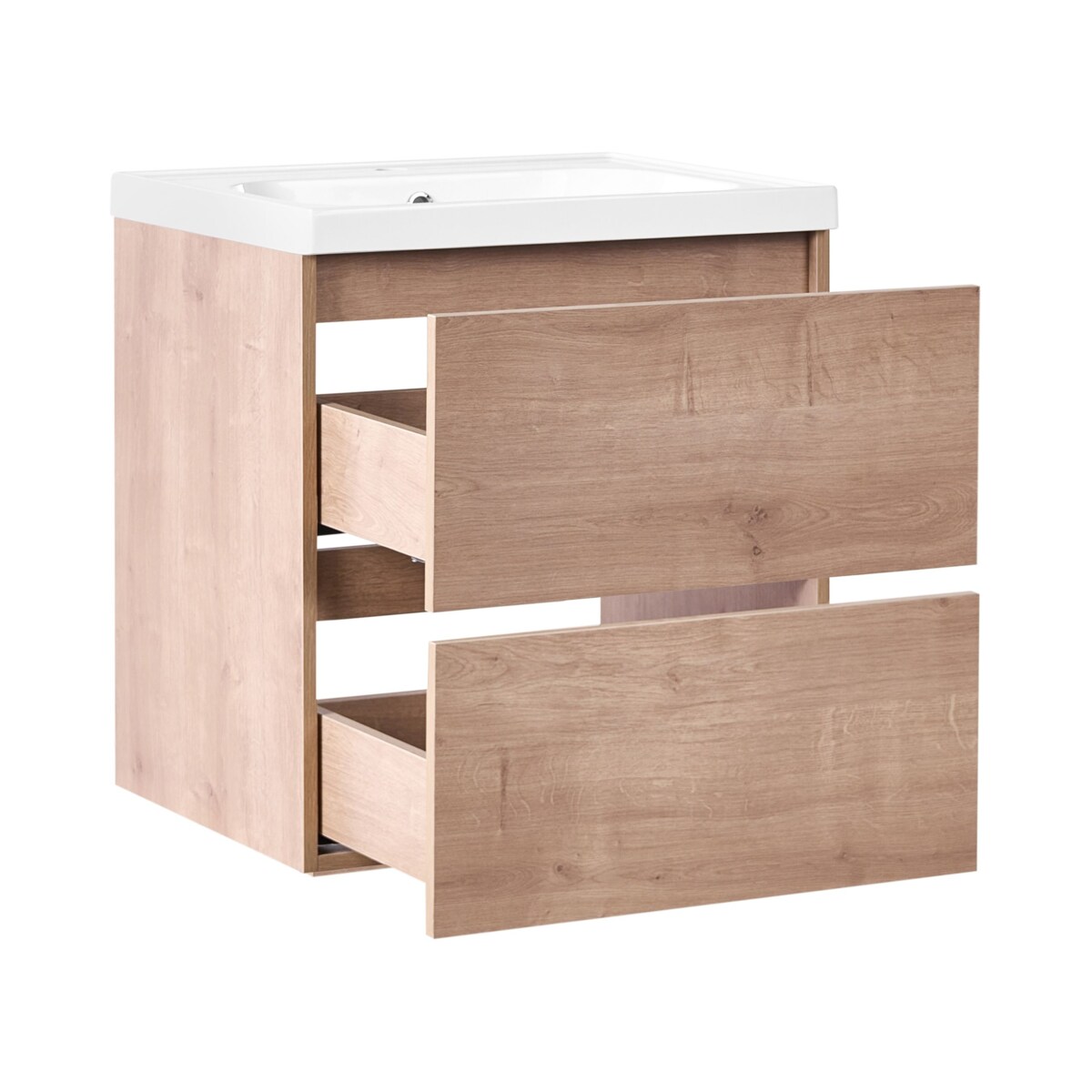 Szafka łazienkowa wisząca z umywalką LAGOA 60 cm Jasnobrązowy