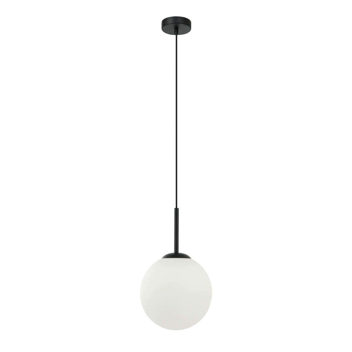 Wisząca lampa kula Deore PND-5578-1S-BK Italux metal szkło czarny biały
