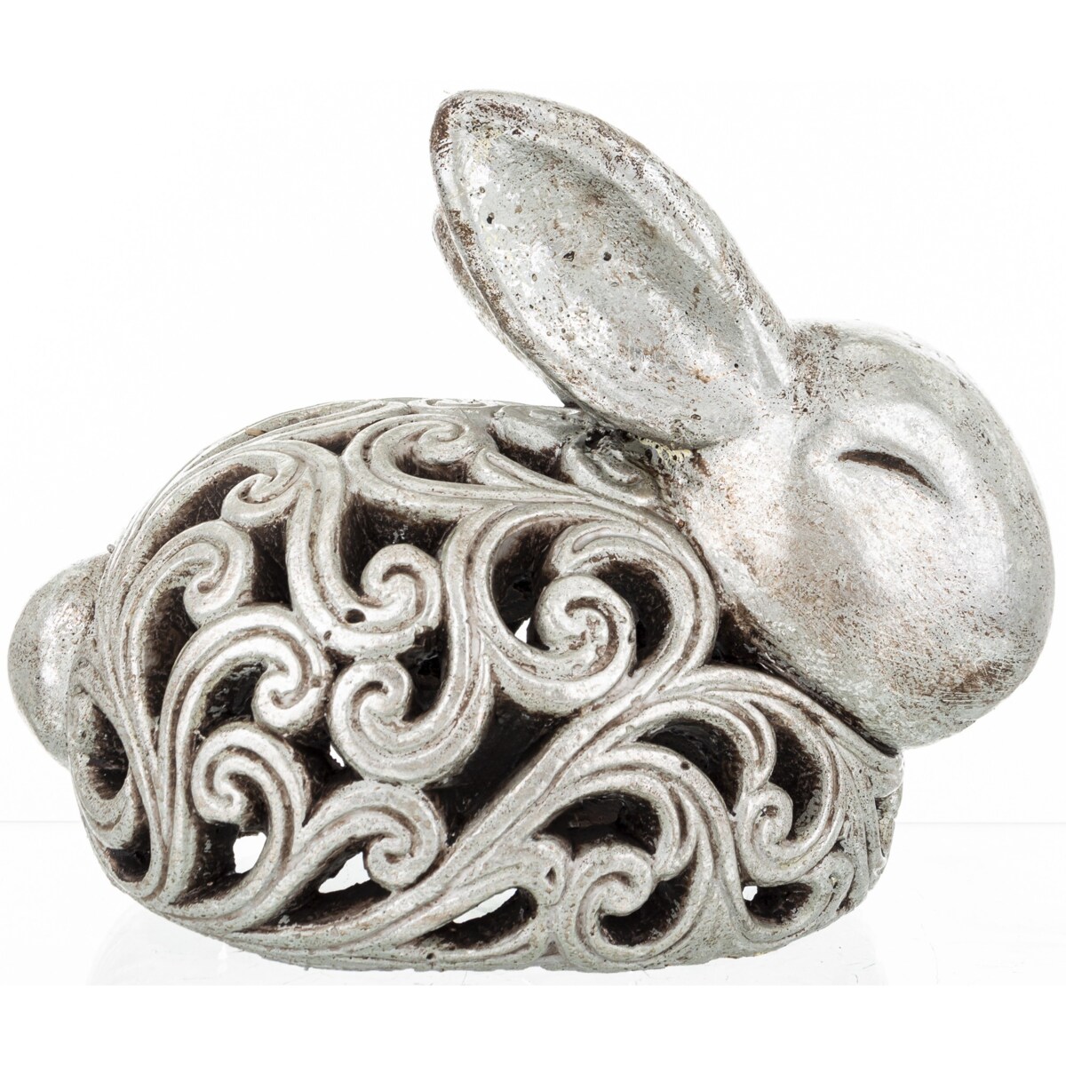 Dekoracja - królik ażurowy 21x17x25 cm SREBRNY