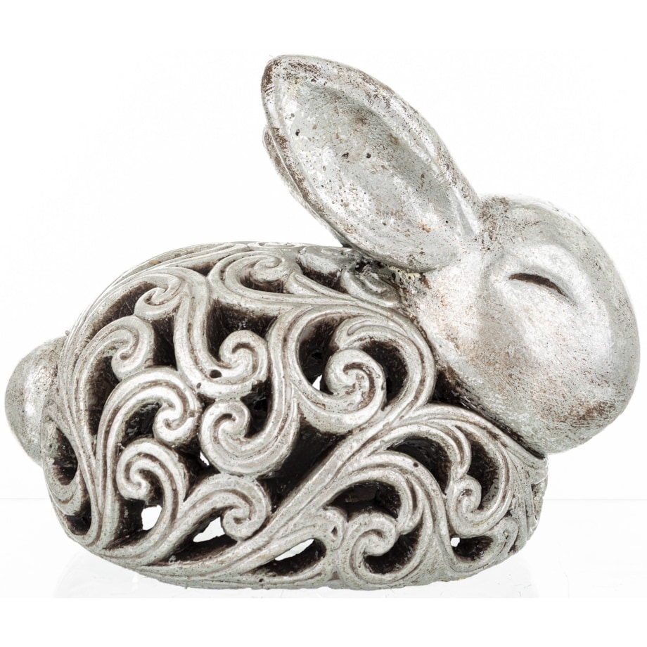Dekoracja - królik ażurowy 21x17x25 cm SREBRNY