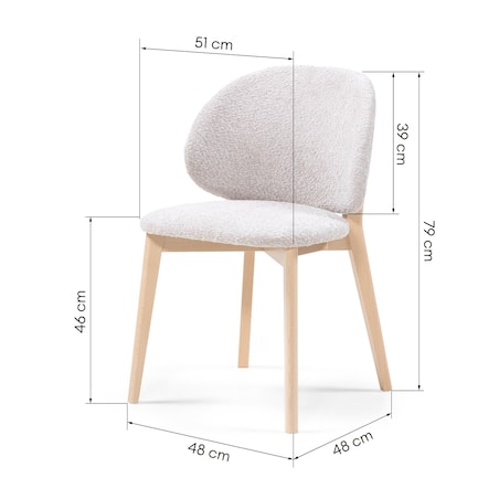 Krzesło SELMA -III beżowoszare/buk/boucle 79x48x48 cm