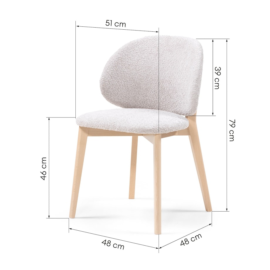 Krzesło SELMA -III beżowoszare/buk/boucle 79x48x48 cm