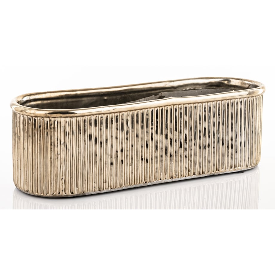 Kwietnik-osłonka kamionkowa 12x38x12 cm złota