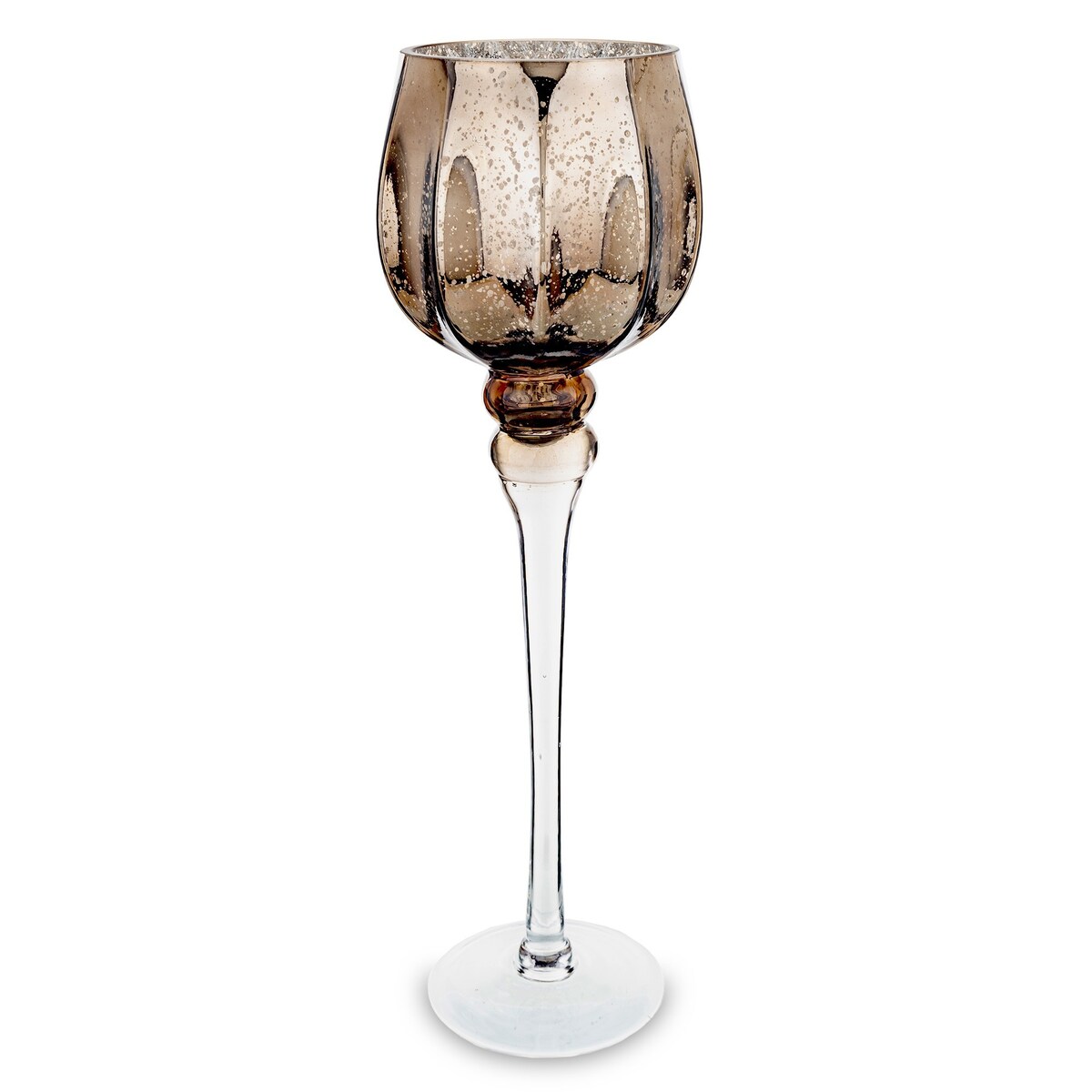 Świecznik szklany na nóżce 40x13 cm BRUN