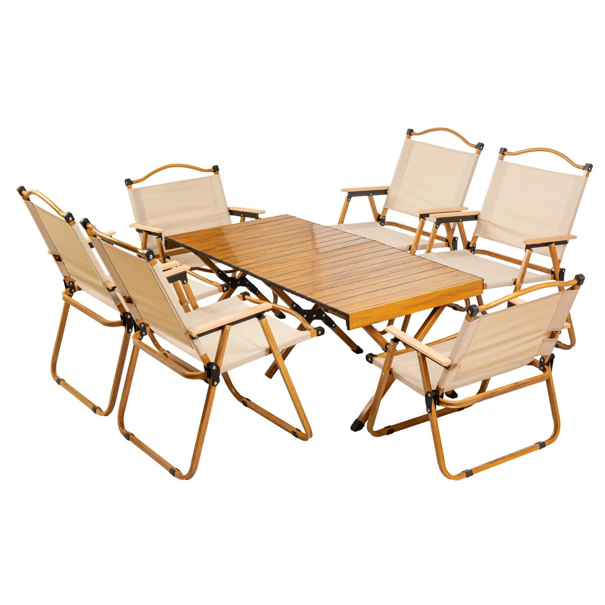 Składany stół kempingowy, Drevo 120cm, Aluminiowy