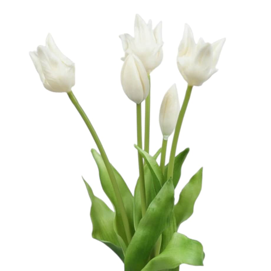 Bukiet silikonowych tulipanów 40 cm białe