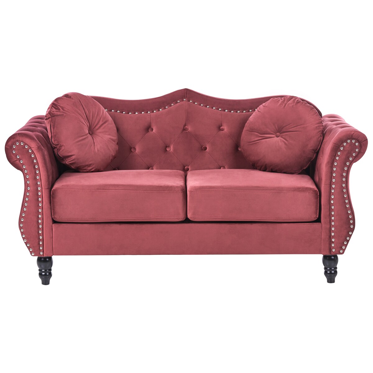 Sofa dla 2 osób SKIEN Welur Bordowy