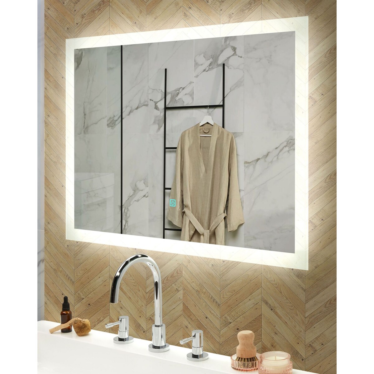 Lustro ścienne LED 60 x 80 cm srebrne ADOUR