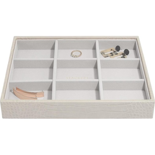 Szkatułka na biżuterię Stackers Croc 9 komorowa classic putty
