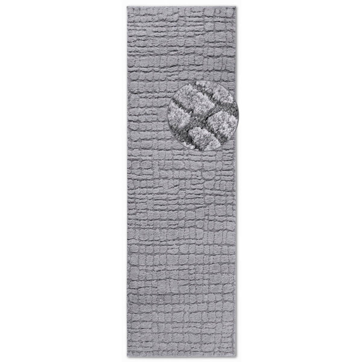 Chodnik pluszowy do korytarza 80x240cm, szary nowoczesny wzór boho