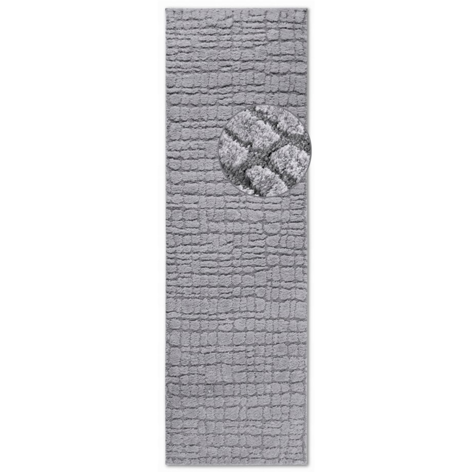 Chodnik pluszowy do korytarza 80x240cm, szary nowoczesny wzór boho