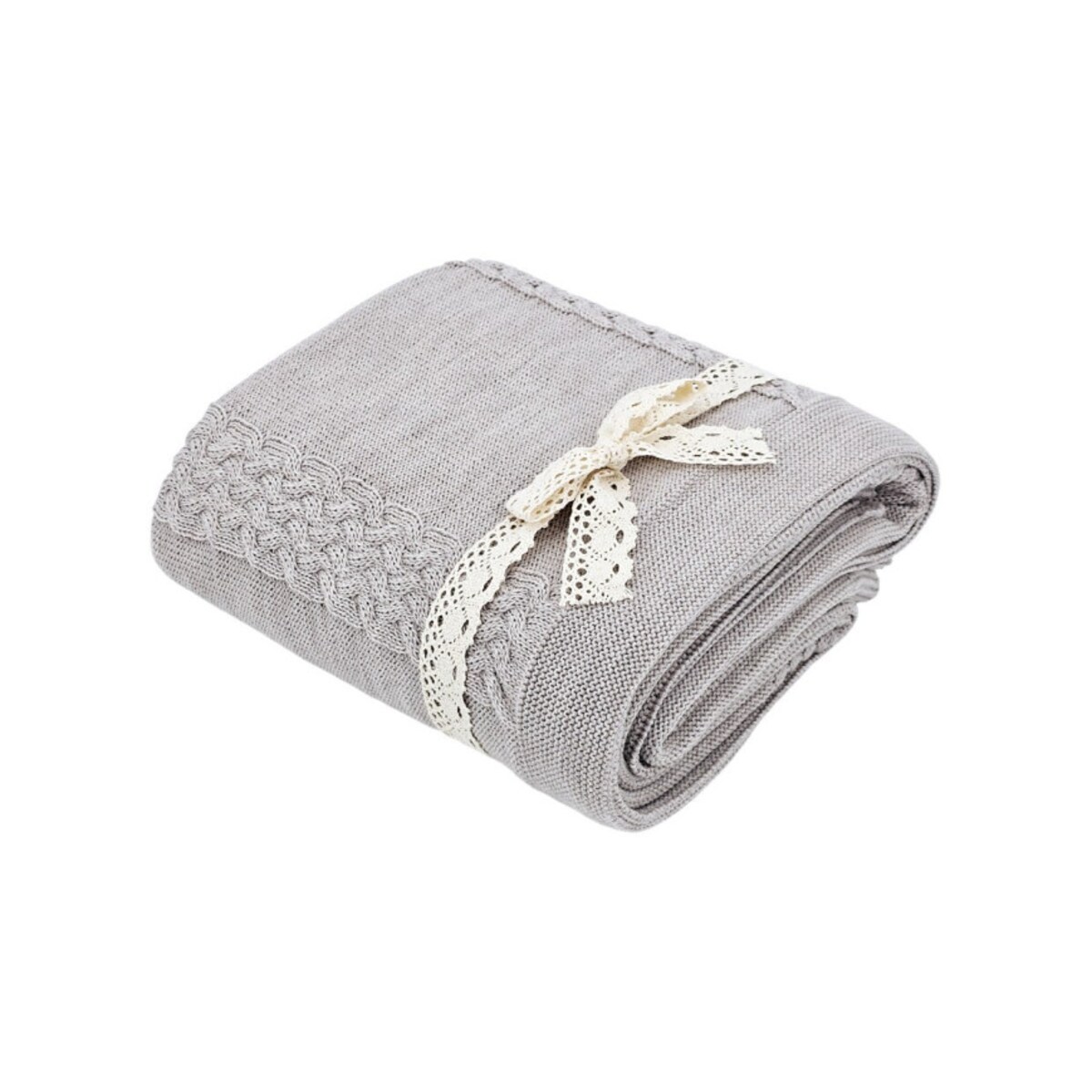 Koc dzianinowy z wełny MERINO 150x200 cm – FLORENCE SAND