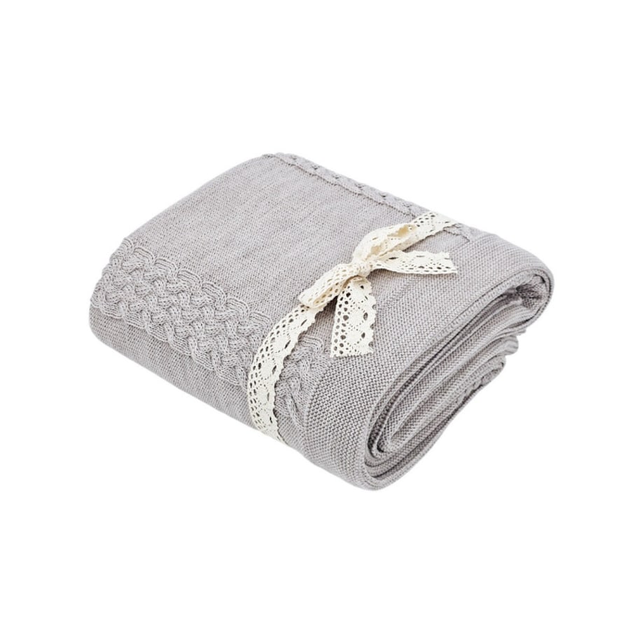 Koc dzianinowy z wełny MERINO 150x200 cm – FLORENCE SAND