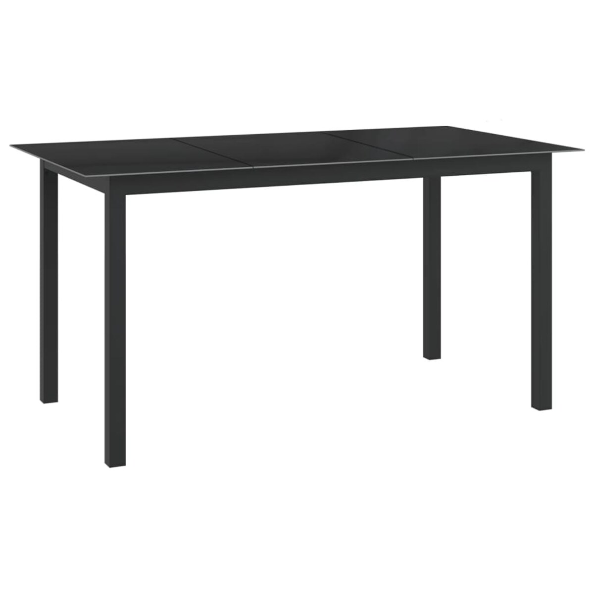 vidaXL Stół ogrodowy, czarny, 150x90x74 cm, aluminium i szkło