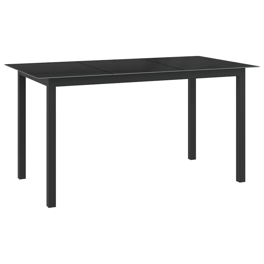 vidaXL Stół ogrodowy, czarny, 150x90x74 cm, aluminium i szkło