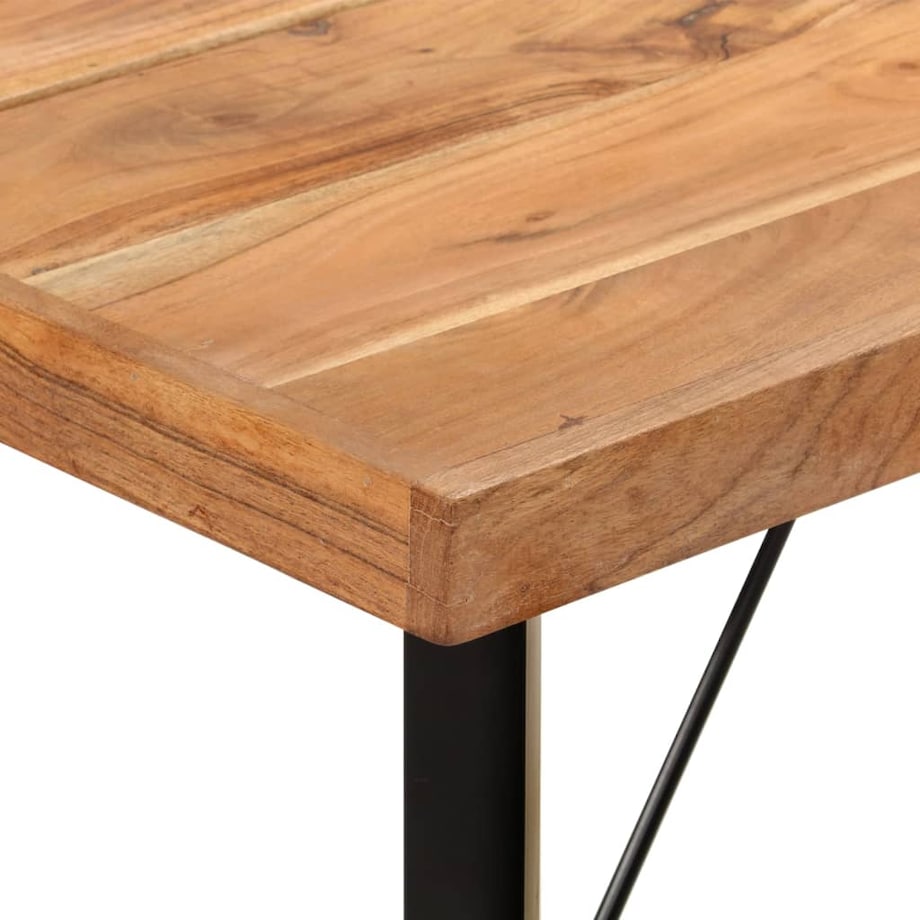 vidaXL Stolik barowy, 150x70x107 cm, lite drewno akacjowe i żelazo