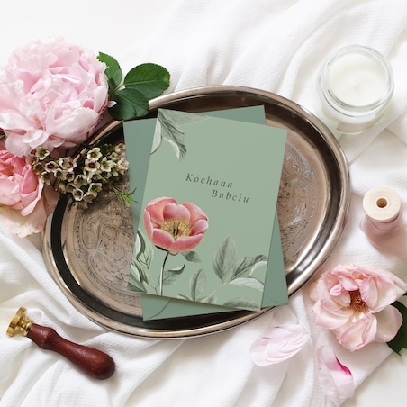 Kartka dla Babci Piwonie 12x17cm