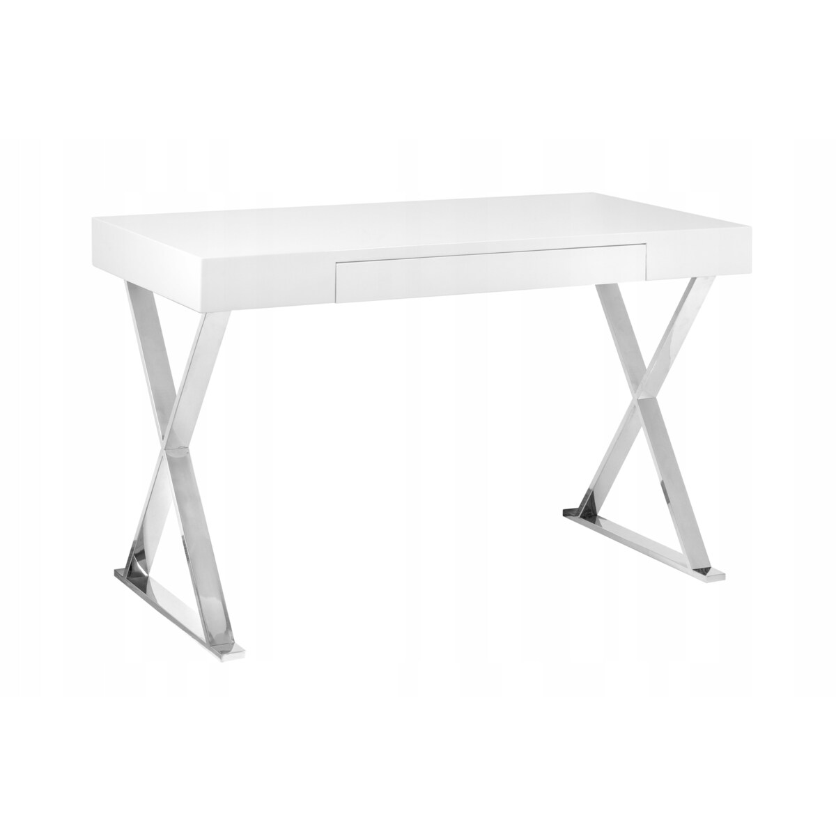 KONSOLA/BIURKO Galati białe Z SZUFLADĄ podstawa chromowana