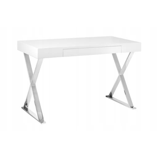 KONSOLA/BIURKO Galati białe Z SZUFLADĄ podstawa chromowana