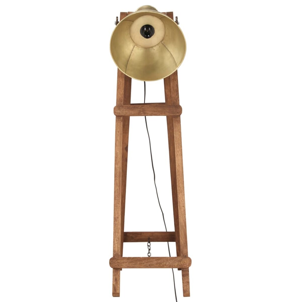 vidaXL Lampy podłogowe, 3 szt., kolor mosiądzu, E27, lite drewno mango