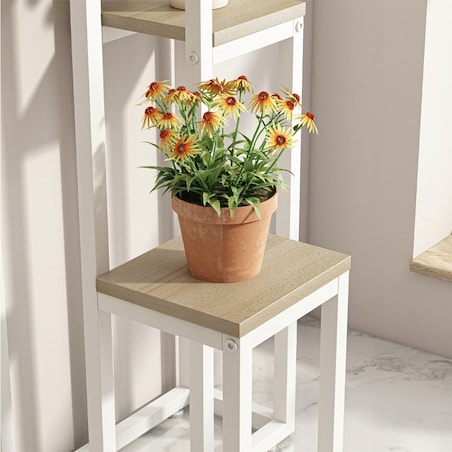 Kwietnik stojący stojak na kwiaty doniczki metalowy półki wysoki biały loft