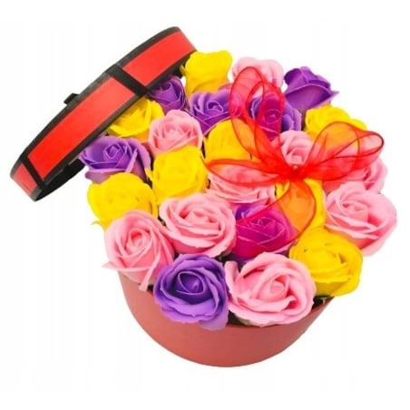 DUŻY BOX KWIATY MYDLANE PACHNĄCE NA dzień mamy upominek urodziny prezent