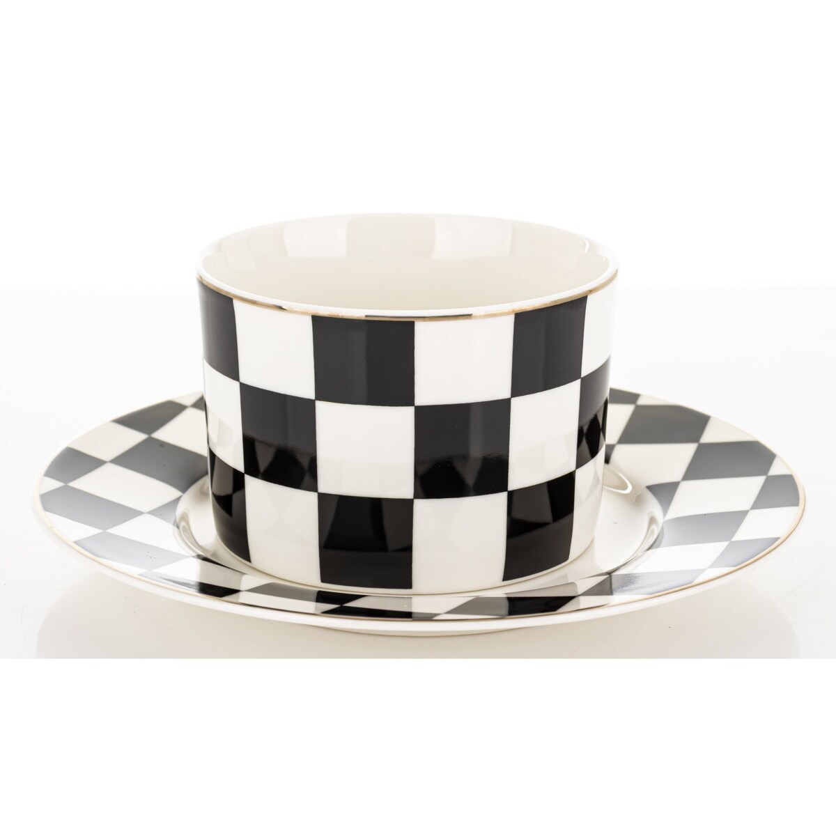 Filiżanka 220 ml i spodeczek, w szachownicę, w pudełku, SCACCHI