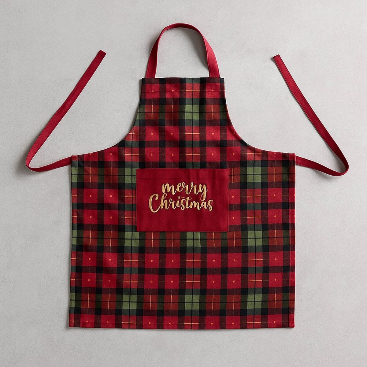 Świąteczny fartuch kuchenny z kieszenią, 80 x 80 cm