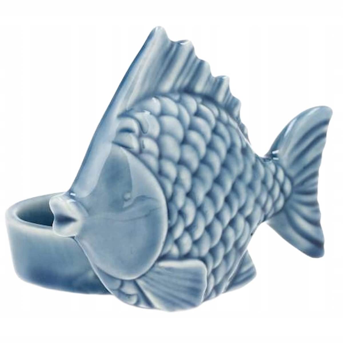 ŚWIECZNIK CERAMICZNY NA TEALIGHT STÓŁ MAŁY MARYNISTYKA RYBA DEKORACJA 10cm