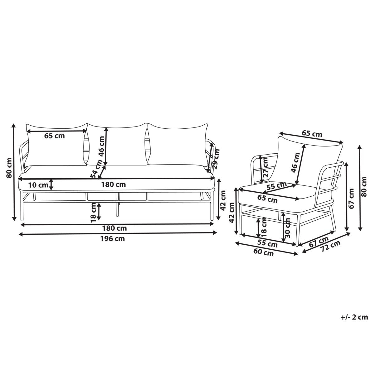 Zestaw ogrodowy dla 5 osób PONZONE Metal Jasnobeżowy