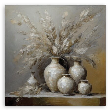 Obraz na płótnie Martwa natura Kwiaty w wazonie Retro Szary do salonu kuchni jadalni 50x50