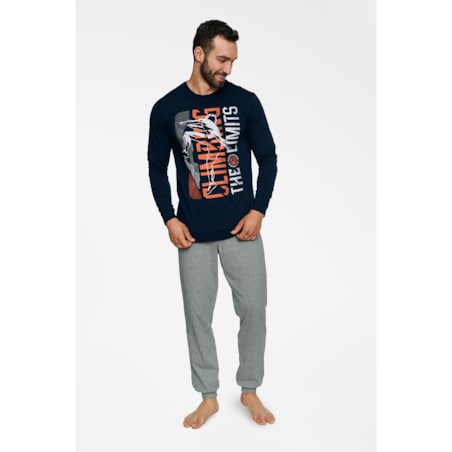 Piżama Block 40023-59X Granatowo-Szara Granatowo-Szary, XXL