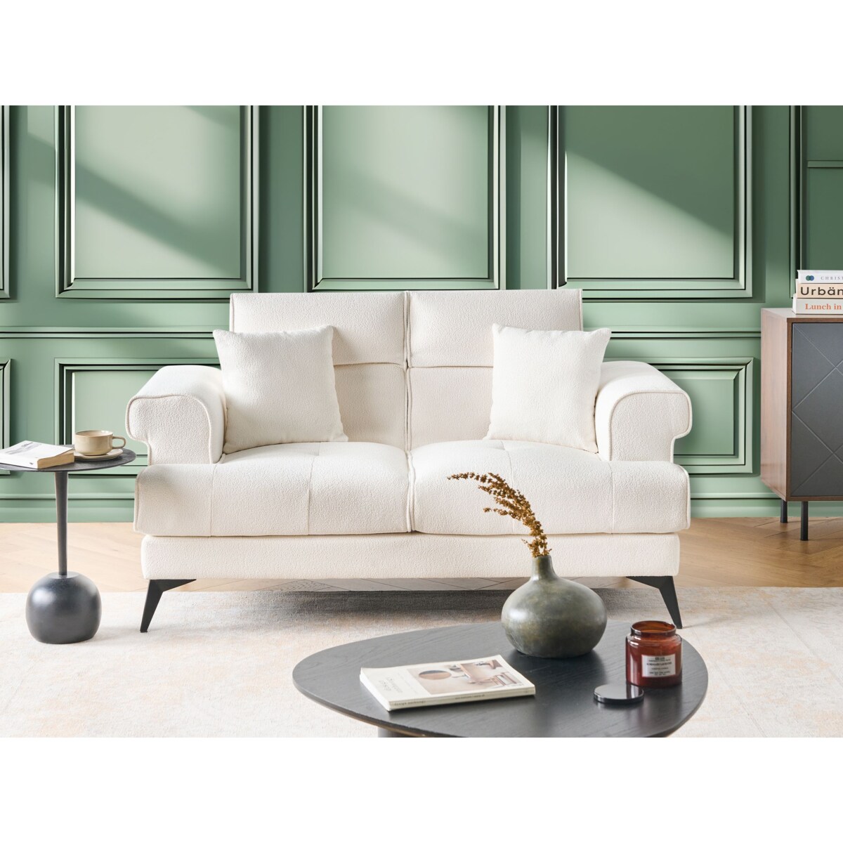 Sofa 2-osobowa biała SKIVE