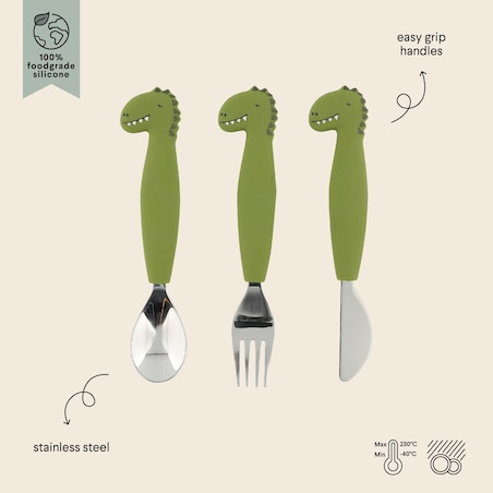 Silikonowy Zestaw Sztućców 3 szt. - Dinozaur
