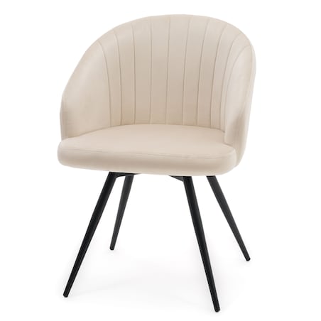 Krzesło tapicerowane obrotowe welurowe do salonu MODENA beżowe