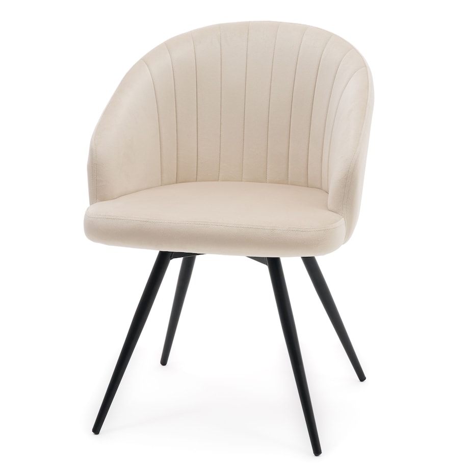 Krzesło tapicerowane obrotowe welurowe do salonu MODENA beżowe