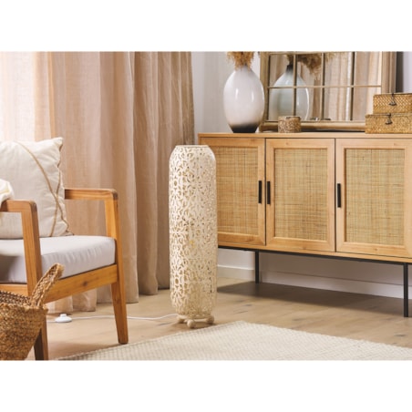 Lampa stojąca metalowa kremowa MURES