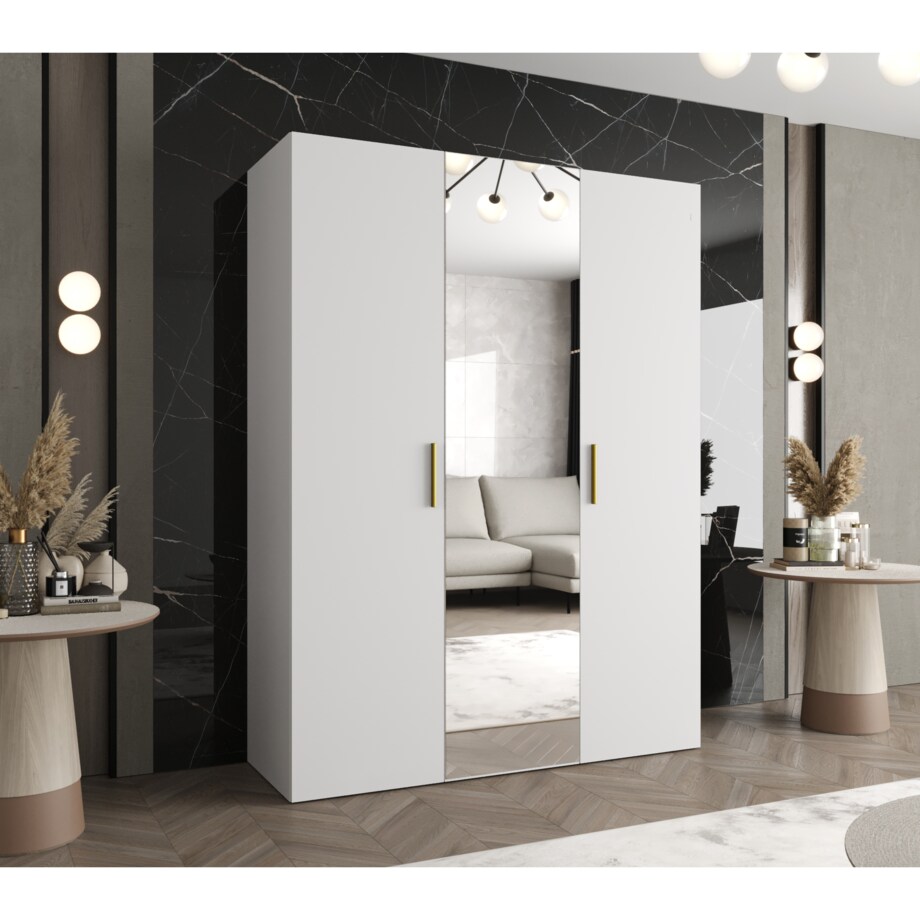 Szafa uchylna otwierana BARI 2 150 wys. 202 cm Biały + u. Złoty