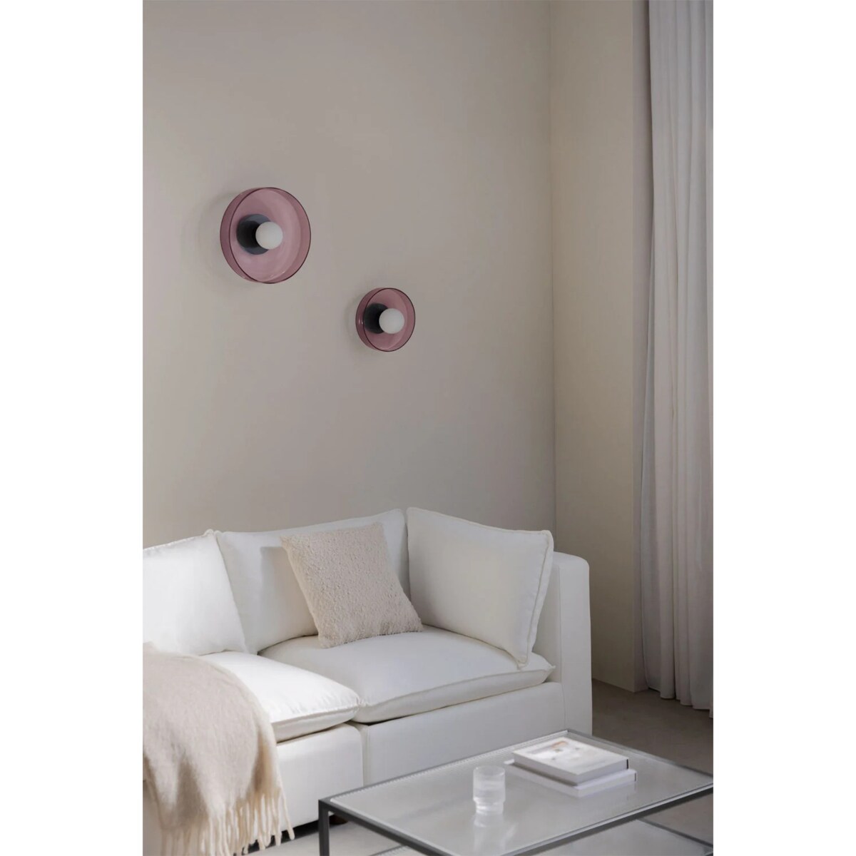 Kinkiet szklany Jaxal różowy Ø35 cm