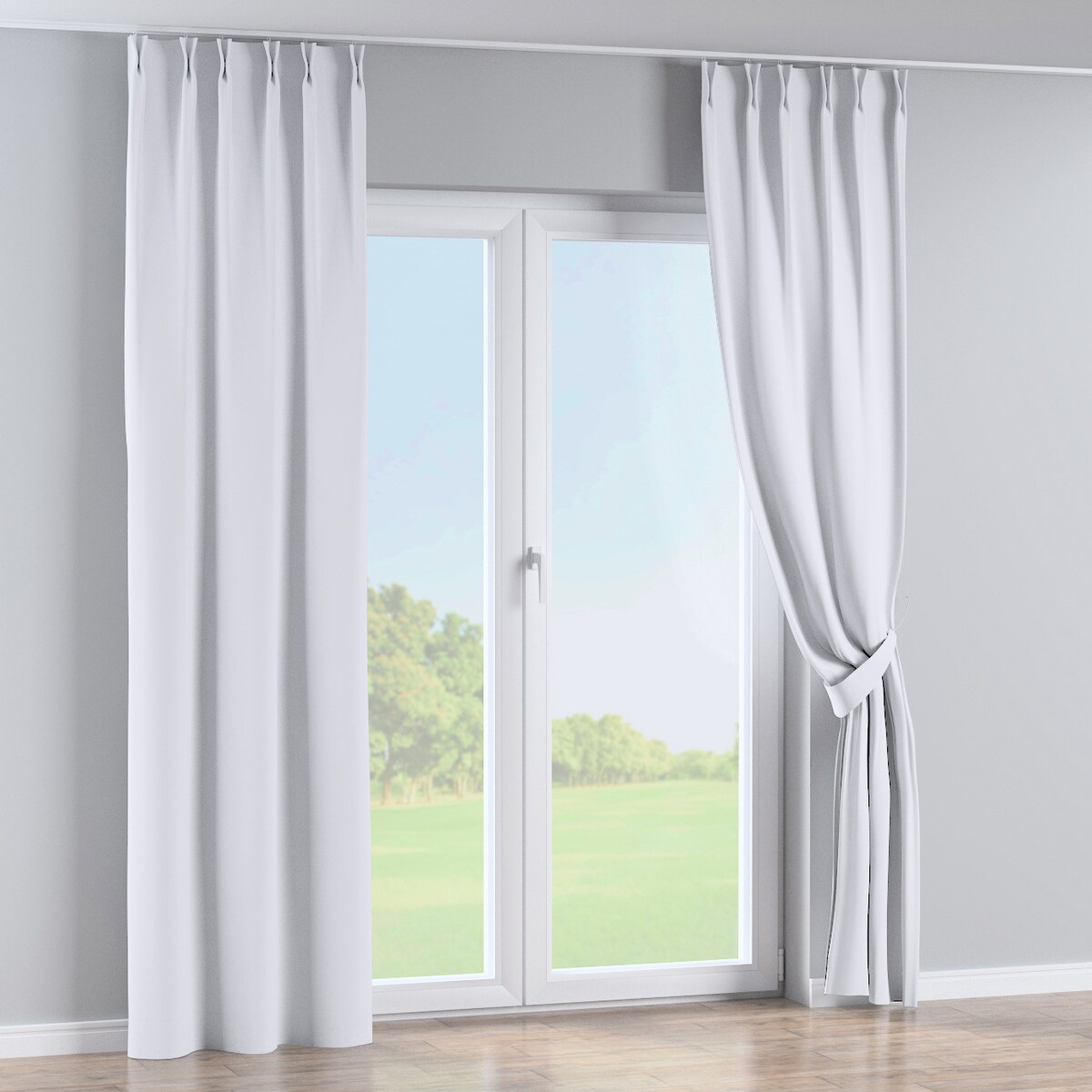 Zasłona na haczykach flex podwójnych 130x260 stalowa biel