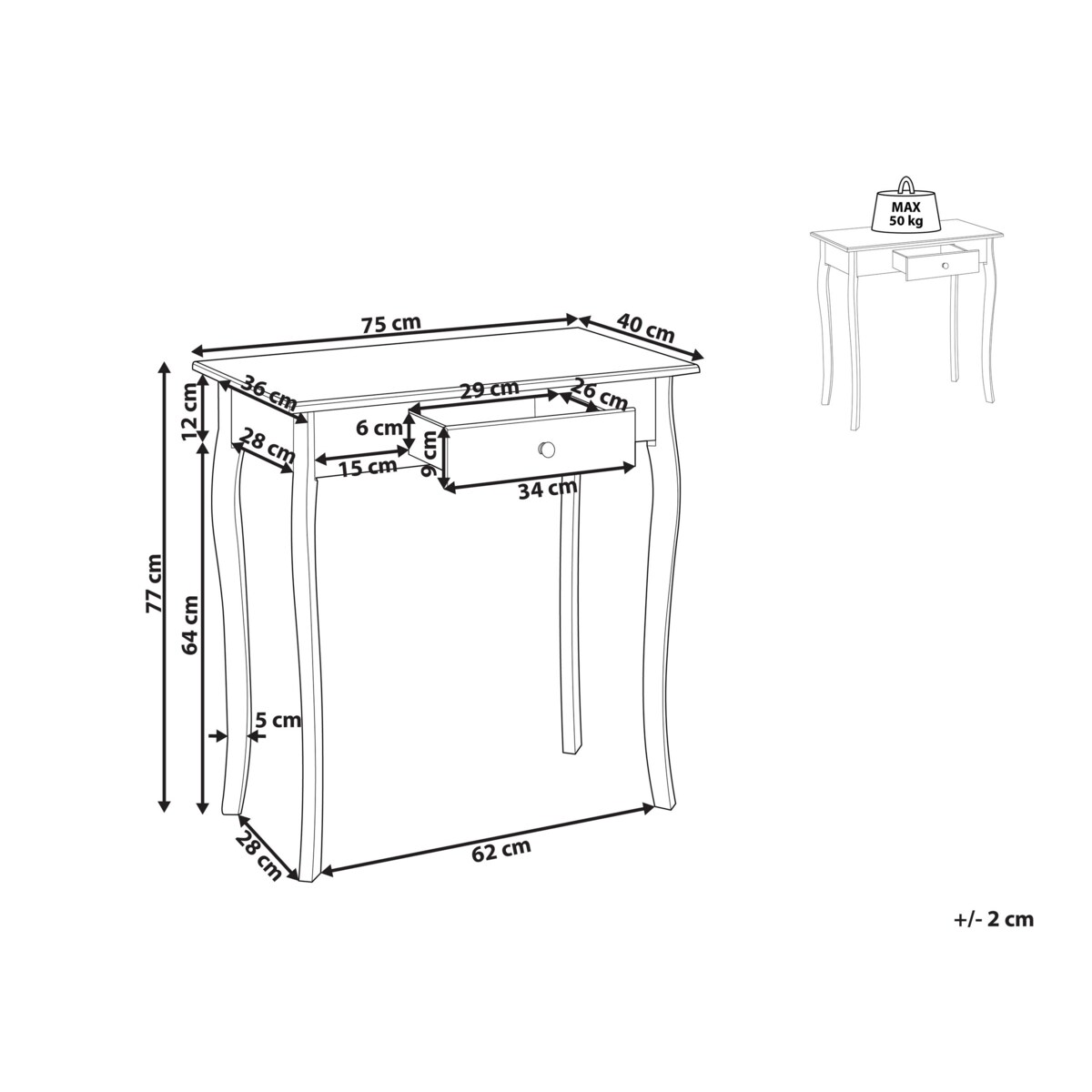 Konsola z szufladą biała ALBIA