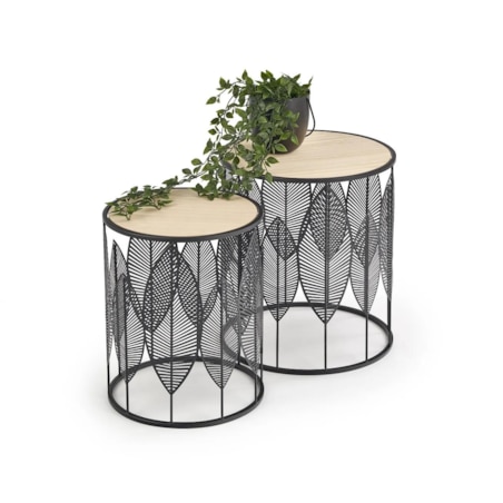 Zestaw 2 ław FOLLA naturalny/czarny