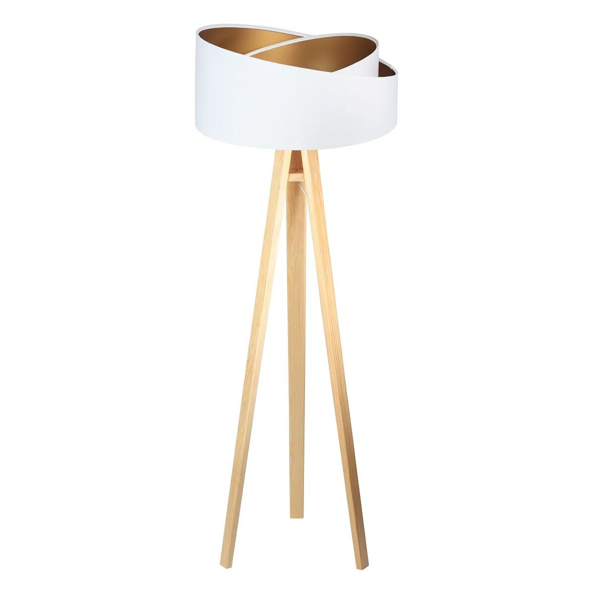Lampa stojąca GEMSTONE biała/złota/sosna