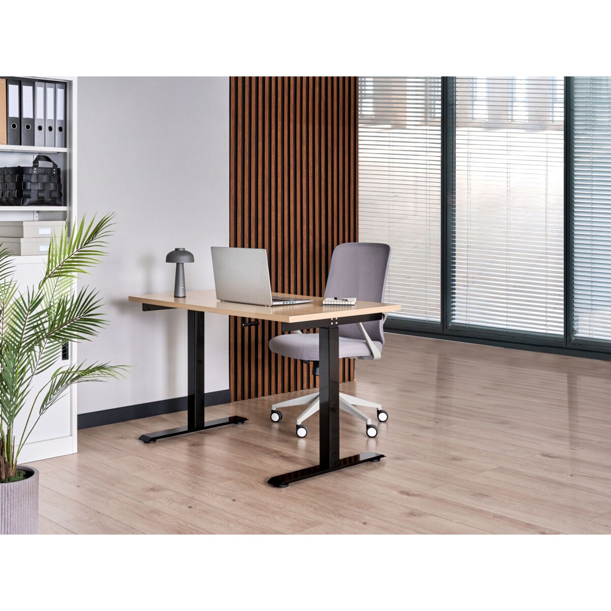 Biurko regulowane manualnie DESTINES Czarny/ jasny brąz 120 cm 60 cm