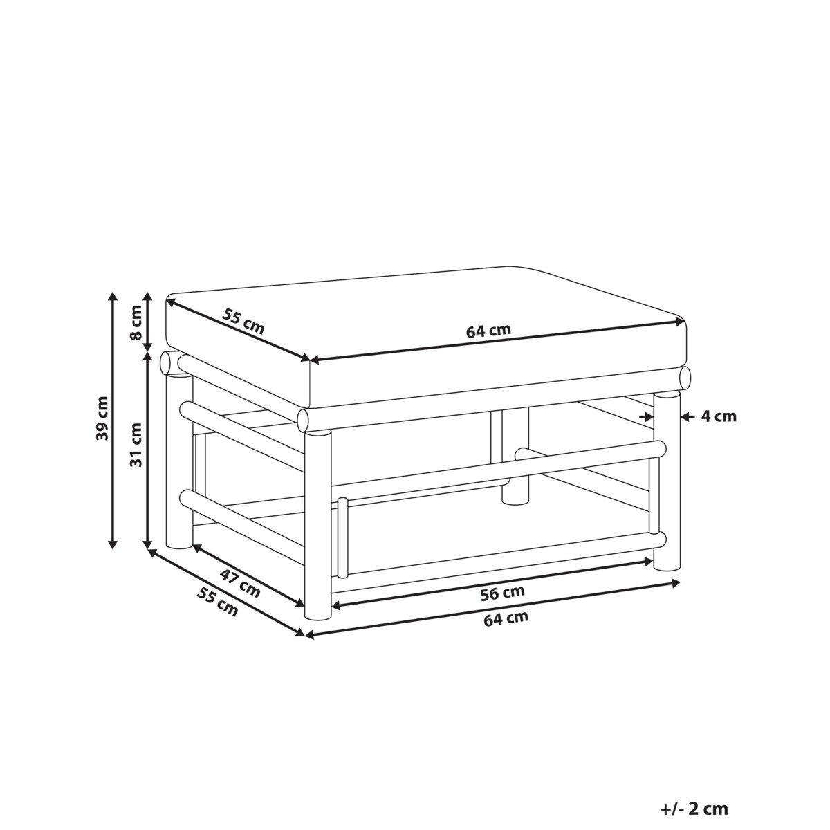Otomana ogrodowa bambusowa złamana biel CERRETO