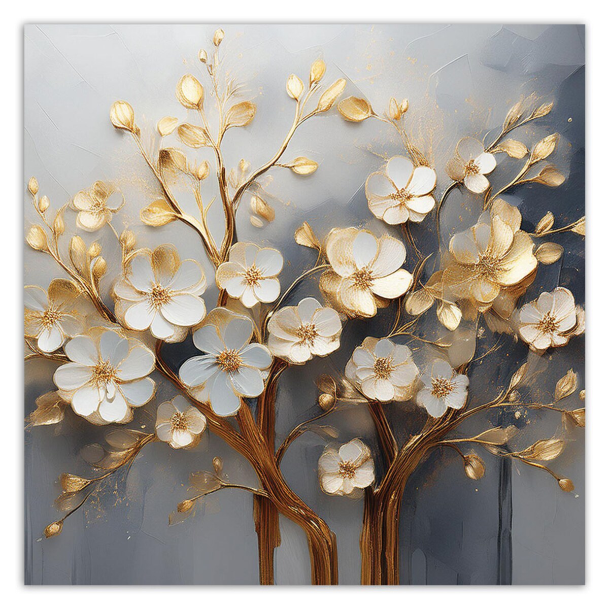 Obraz Drzewo Magnolia Abstrakcja Złoty do salonu sypialni 60x60