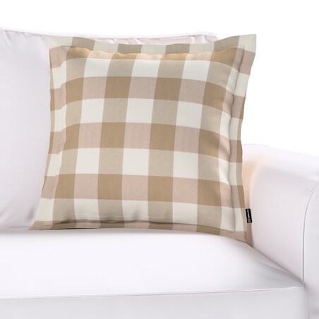 Poszewka Mona na poduszkę 45x45 beżowo-biała krata (5,5x5,5cm)