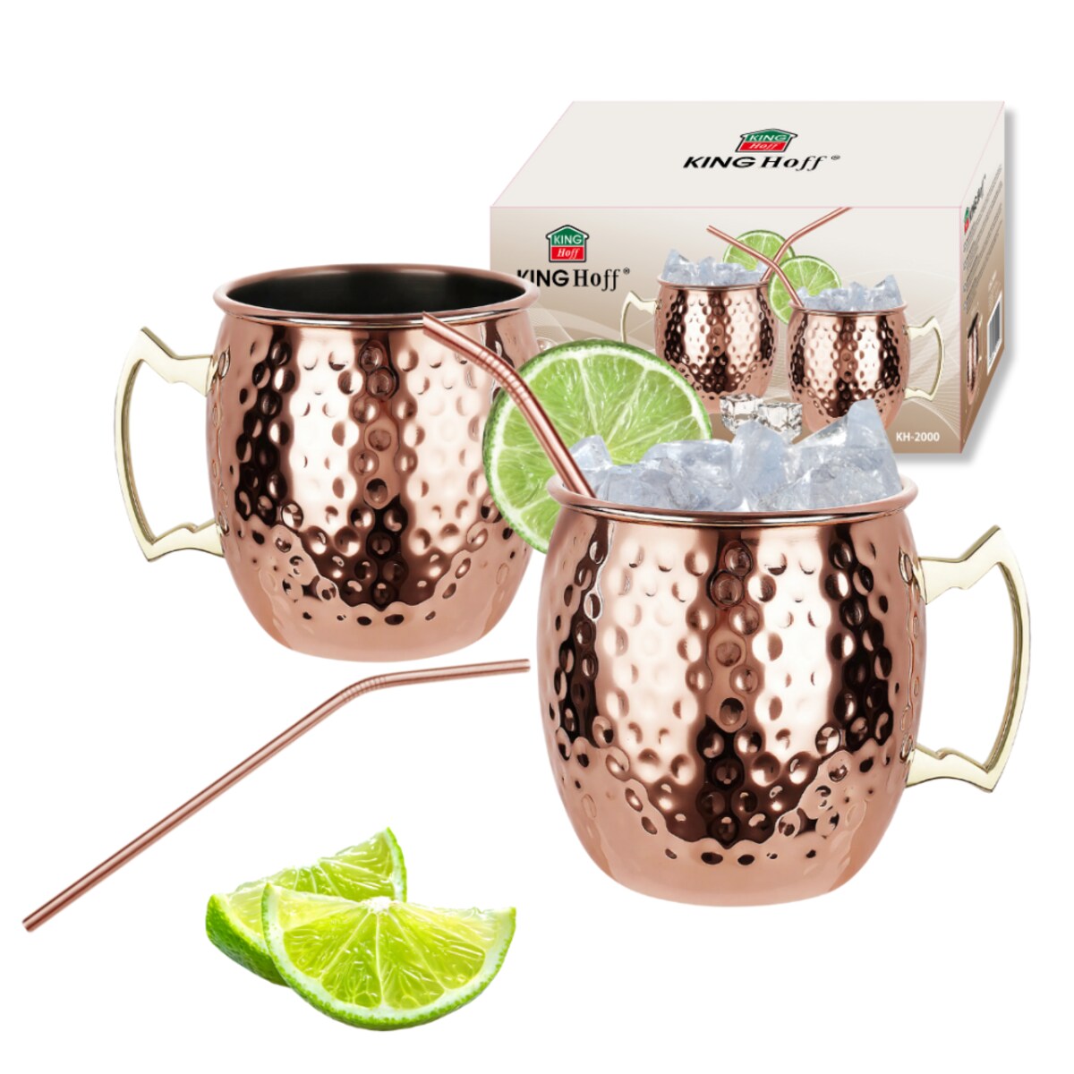 Kinghoff zestaw stalowych kubków 500ml do drinków Moscow Mule 64485